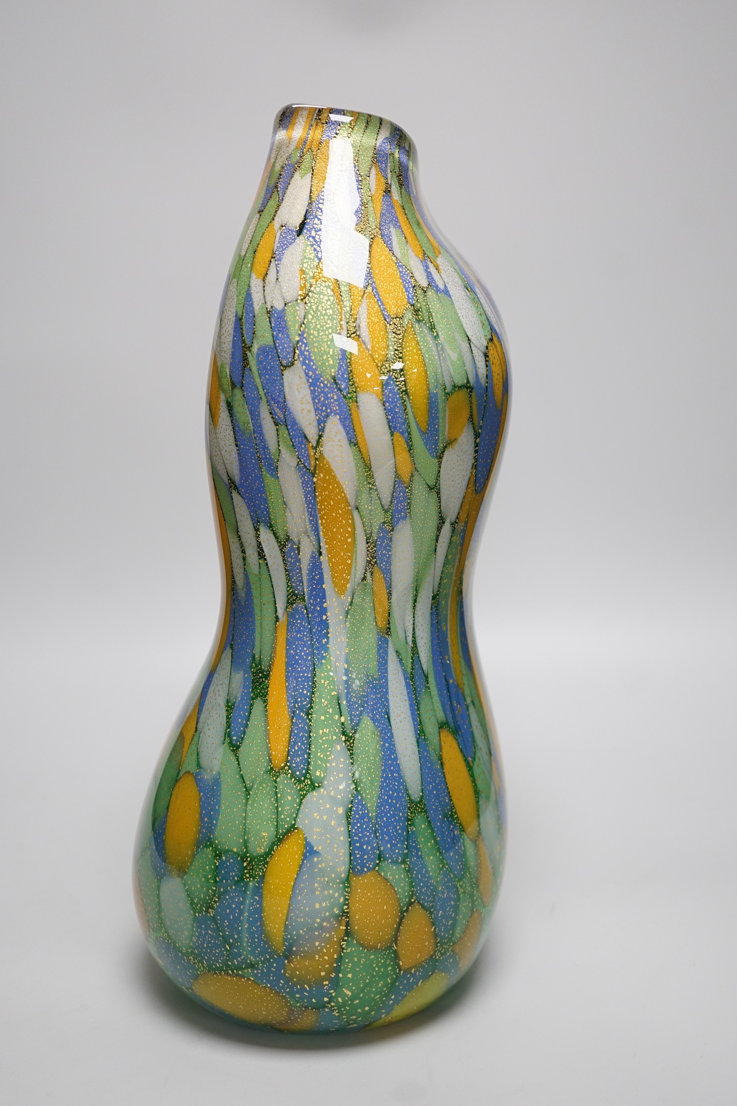 A contemporary free-form studio glass vase, designed by Ruth Sulke, 39cms